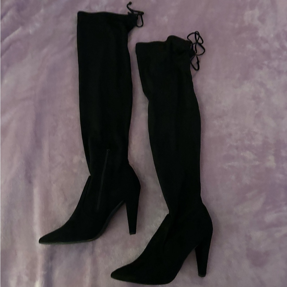 Black thigh high boots US size 9.